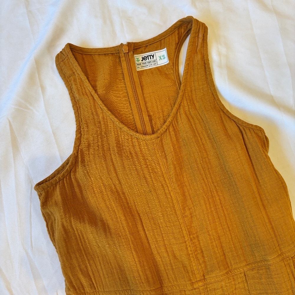 Jetty Women’s Mustard Yellow Sleeveless Romper XS – Pockets, Back Zipper, Casual